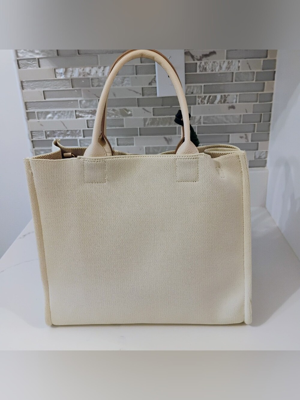 NWT 2fer Nanette Lepore Canvas Tote Bag & Bag Charm w/GHW - Picture 5 of 14